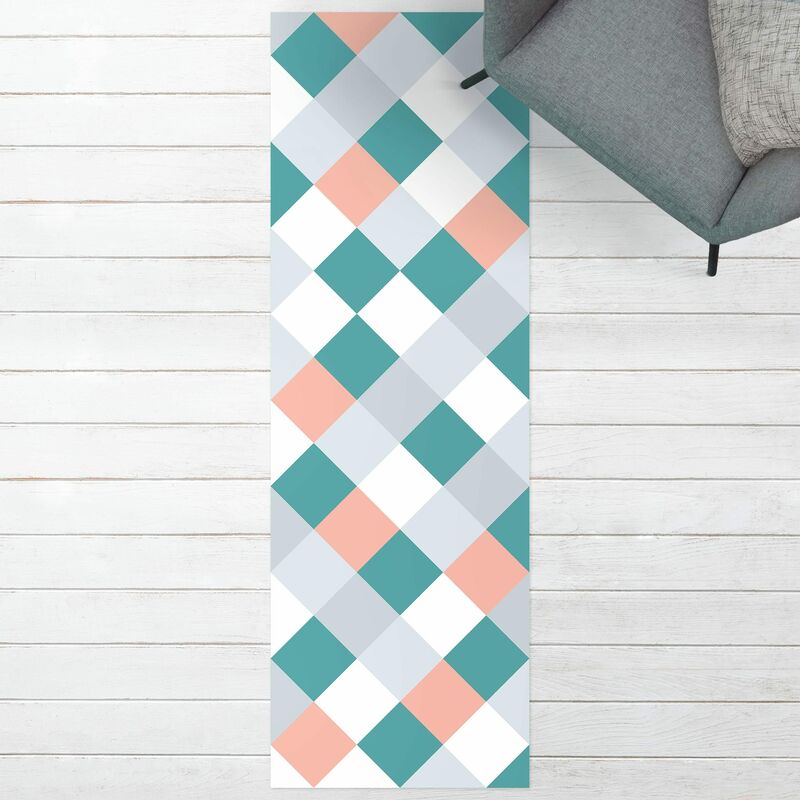 

Alfombras vinílicas - Geometrical Pattern Rotated Chessboard Apricot - Panorámico Dimensión LxA: 300cm x 100cm