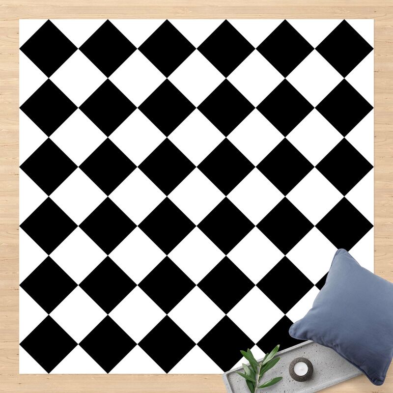 

Bilderwelten - Alfombras vinílicas - Geometrical Pattern Rotated Chessboard Black And White - Cuadrado 1:1 Dimensión LxA: 120cm x 120cm