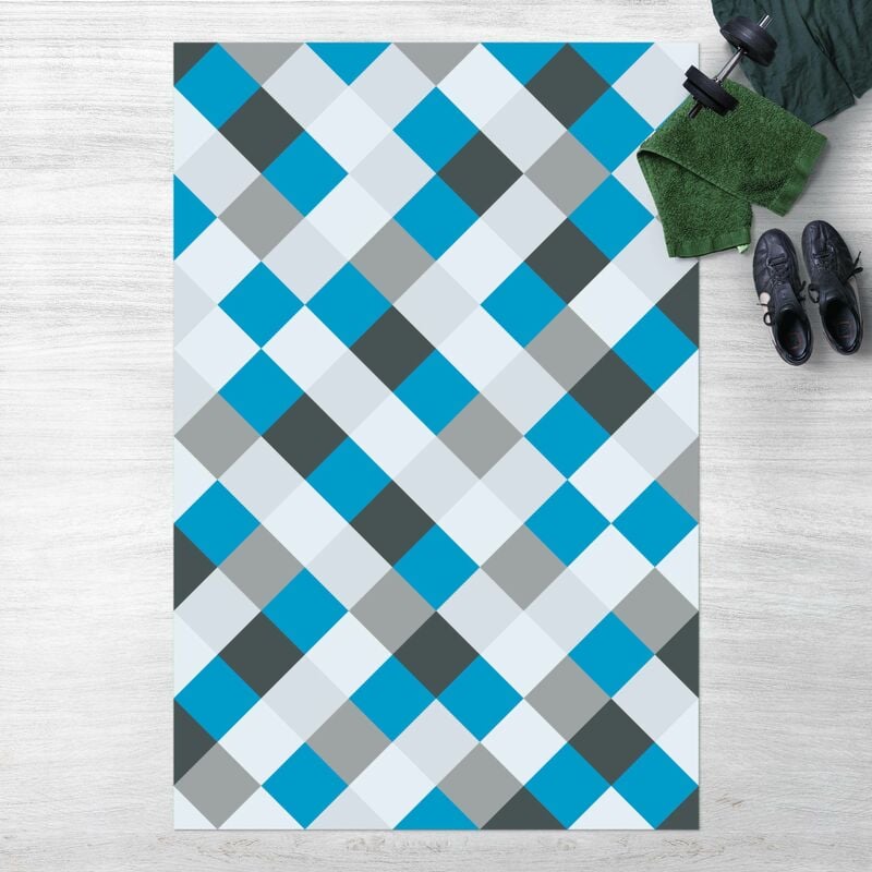 

Alfombras vinílicas - Geometrical Pattern Rotated Chessboard Blue - Alto 3:2 Dimensión LxA: 120cm x 80cm