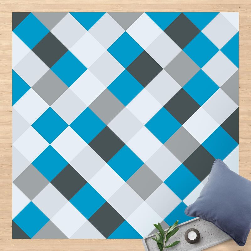

Alfombras vinílicas - Geometrical Pattern Rotated Chessboard Blue - Cuadrado 1:1 Dimensión LxA: 60cm x 60cm