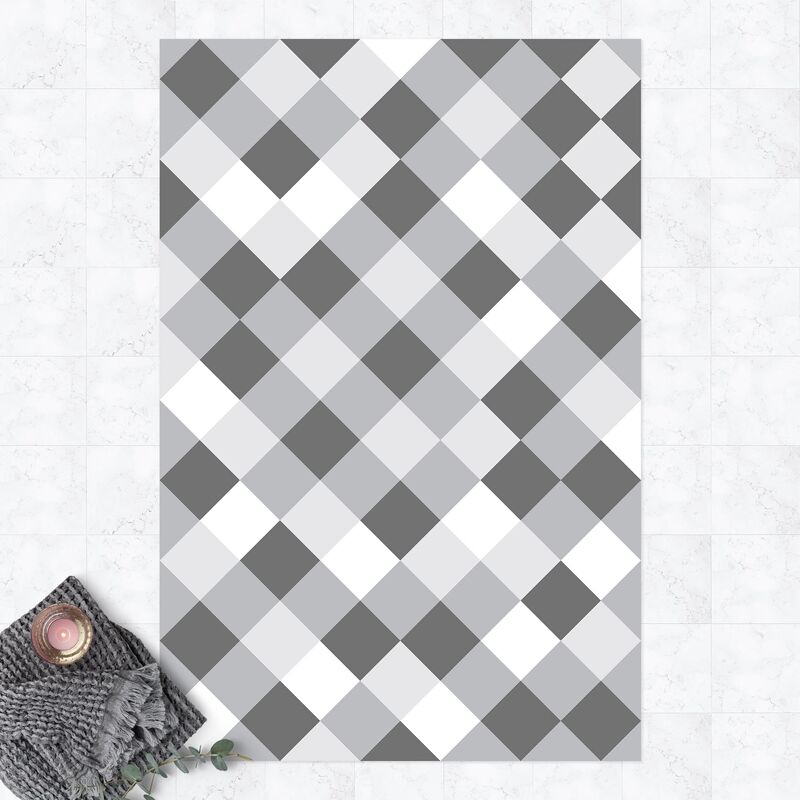 

Alfombras vinílicas - Geometrical Pattern Rotated Chessboard Grey - Alto 3:2 Dimensión LxA: 60cm x 40cm