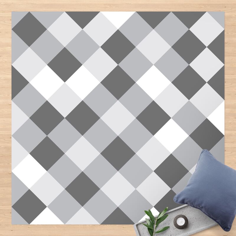 

Alfombras vinílicas - Geometrical Pattern Rotated Chessboard Grey - Cuadrado 1:1 Dimensión LxA: 80cm x 80cm