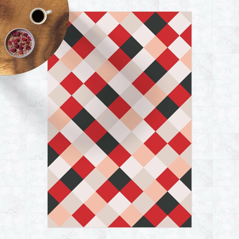 

Alfombras vinílicas - Geometrical Pattern Rotated Chessboard Red - Alto 3:2 Dimensión LxA: 210cm x 140cm