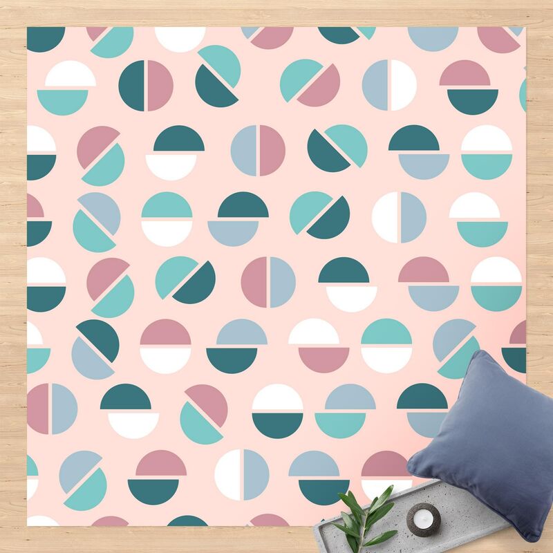 

Alfombras vinílicas - Geometrical Pattern Semicircle In Pastell Colours - Cuadrado 1:1 Dimensión LxA: 140cm x 140cm