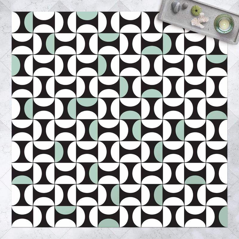

Alfombras vinílicas - Geometrical Tile Arches Mint Green With Border - Cuadrado 1:1 Dimensión LxA: 140cm x 140cm