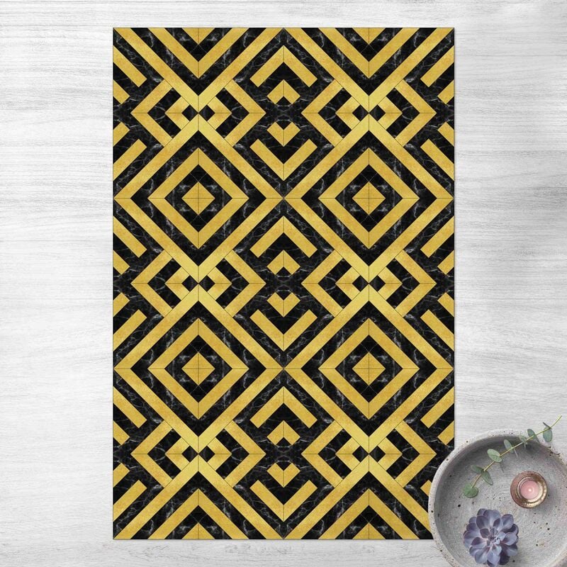 

Alfombras vinílicas - Geometrical Tile Mix Art Deco Gold Black Marble - Alto 3:2 Dimensión LxA: 210cm x 140cm