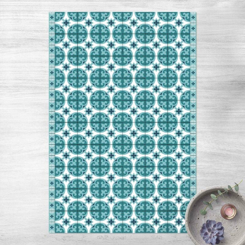 

Alfombras vinílicas - Geometrical Tile Mix Circles Turquoise - Alto 3:2 Dimensión LxA: 210cm x 140cm