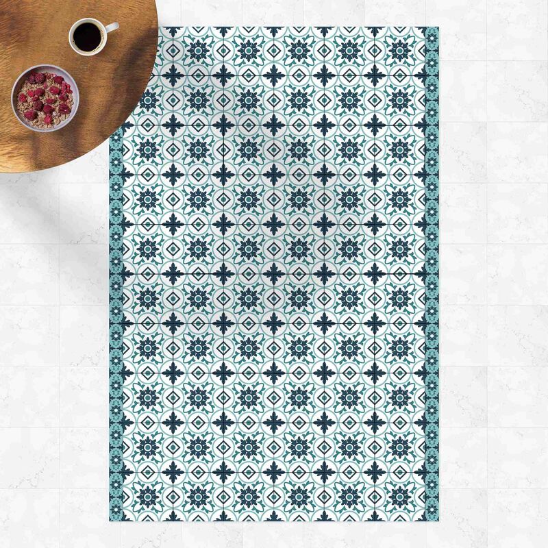 

Alfombras vinílicas - Geometrical Tile Mix Flower Turquoise - Alto 3:2 Dimensión LxA: 60cm x 40cm