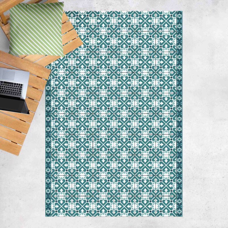 

Alfombras vinílicas - Geometrical Tile Mix Hearts Turquoise - Alto 3:2 Dimensión LxA: 150cm x 100cm