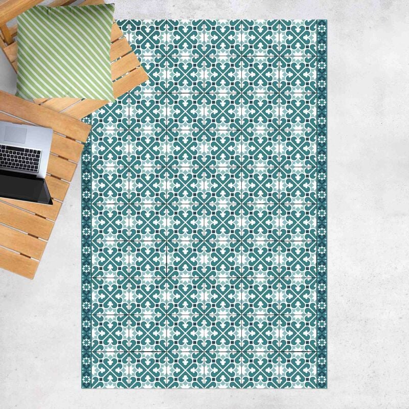 

Alfombras vinílicas - Geometrical Tile Mix Hearts Turquoise - Alto 3:2 Dimensión LxA: 120cm x 80cm