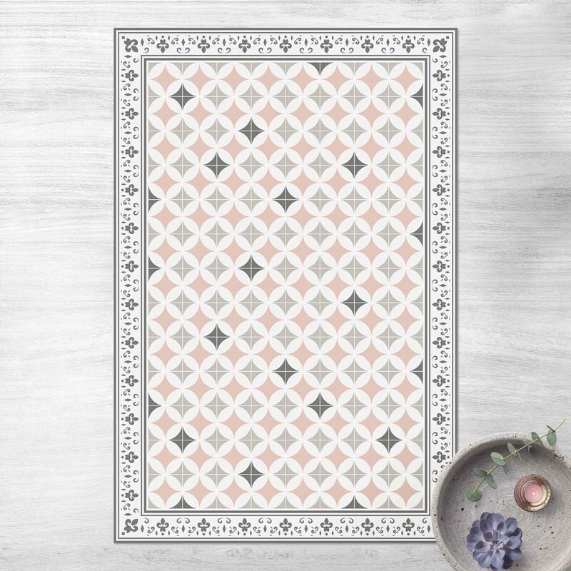 

Alfombras vinílicas - Geometrical Tiles Circular Flowers Orange With Border - Alto 3:2 Dimensión LxA: 120cm x 80cm