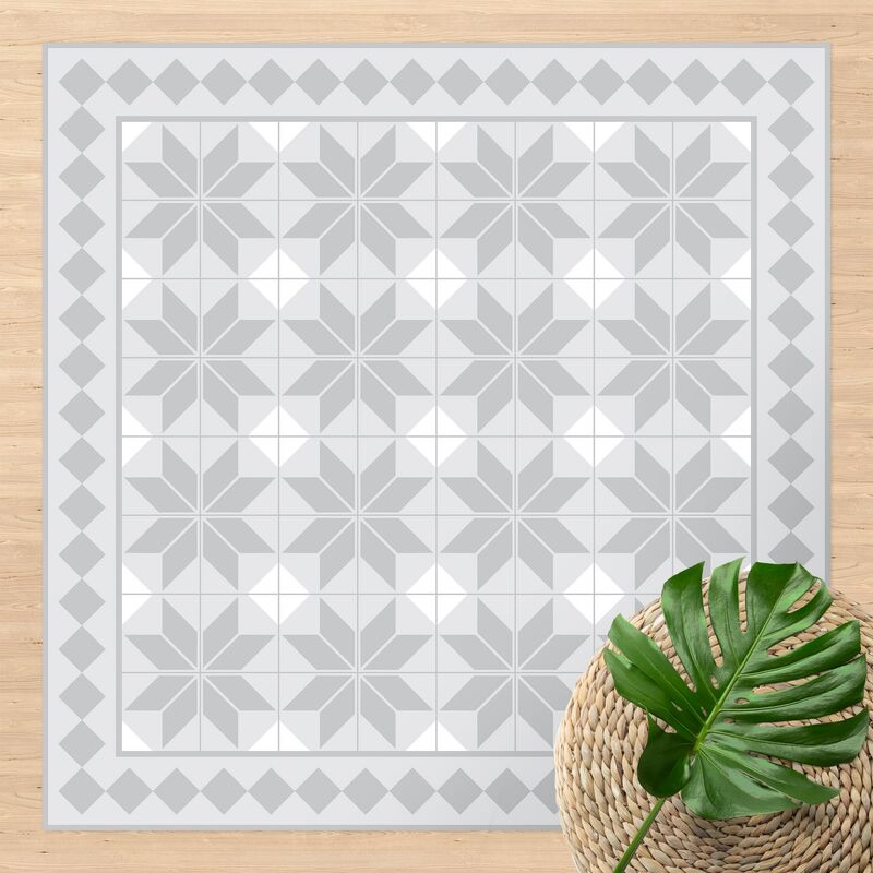 

Alfombras vinílicas - Geometrical Tiles Star Flower Grey With Border - Cuadrado 1:1 Dimensión LxA: 80cm x 80cm