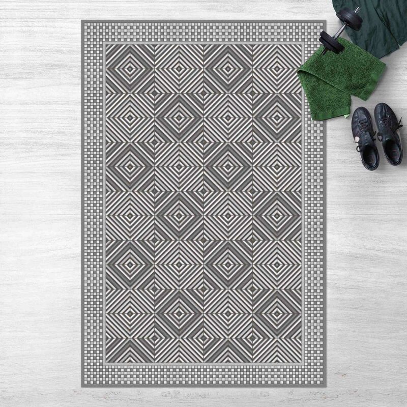 

Alfombras vinílicas - Geometrical Tiles Vortex Grey With Mosaic Frame - Alto 3:2 Dimensión LxA: 180cm x 120cm