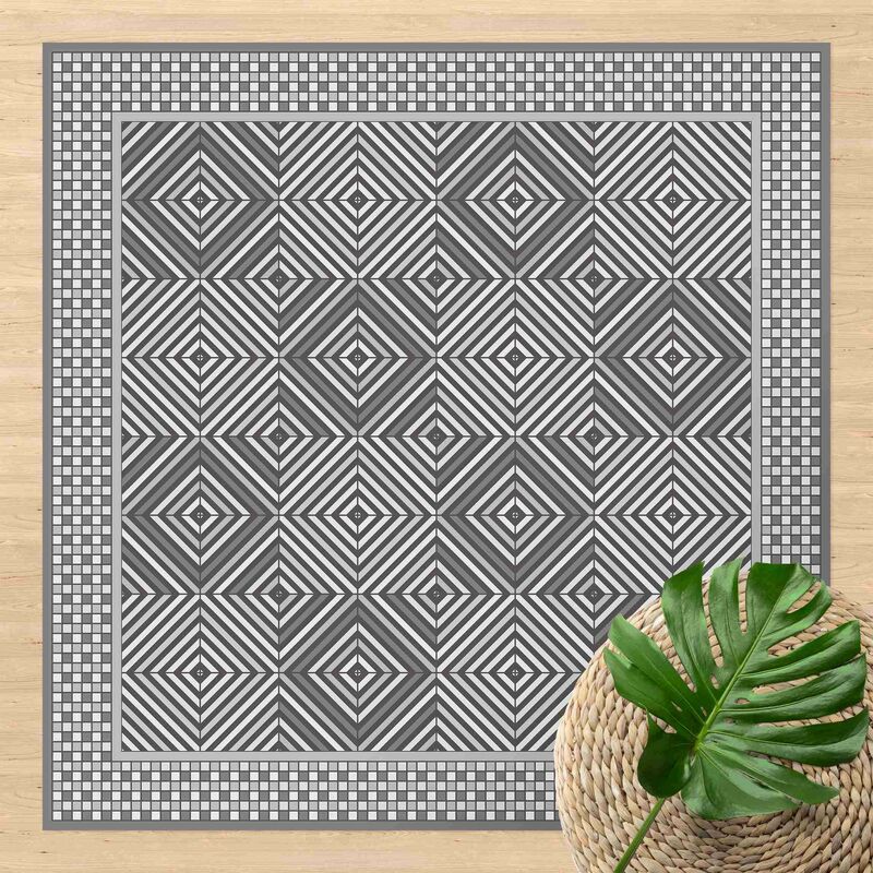 

Bilderwelten - Alfombras vinílicas - Geometrical Tiles Vortex Grey With Mosaic Frame - Cuadrado 1:1 Dimensión LxA: 140cm x 140cm