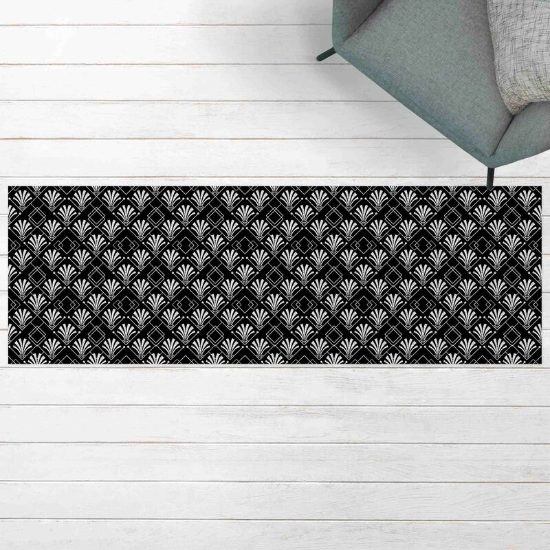 

Alfombras vinílicas - Glitter Look With Art Deko Pattern On Black - Panorama Formato apaisado Dimensión LxA: 90cm x 270cm