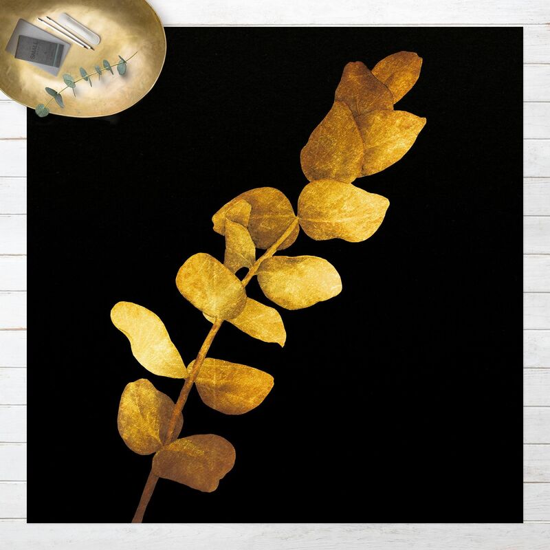 

Alfombras vinílicas - Gold - Eucalyptus On Black - Cuadrado 1:1 Dimensión LxA: 100cm x 100cm