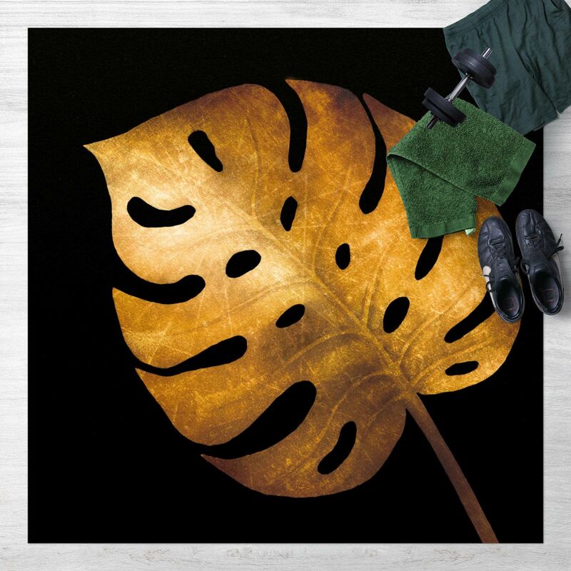 

Alfombras vinílicas - Gold - Monstera On Black - Cuadrado 1:1 Dimensión LxA: 80cm x 80cm