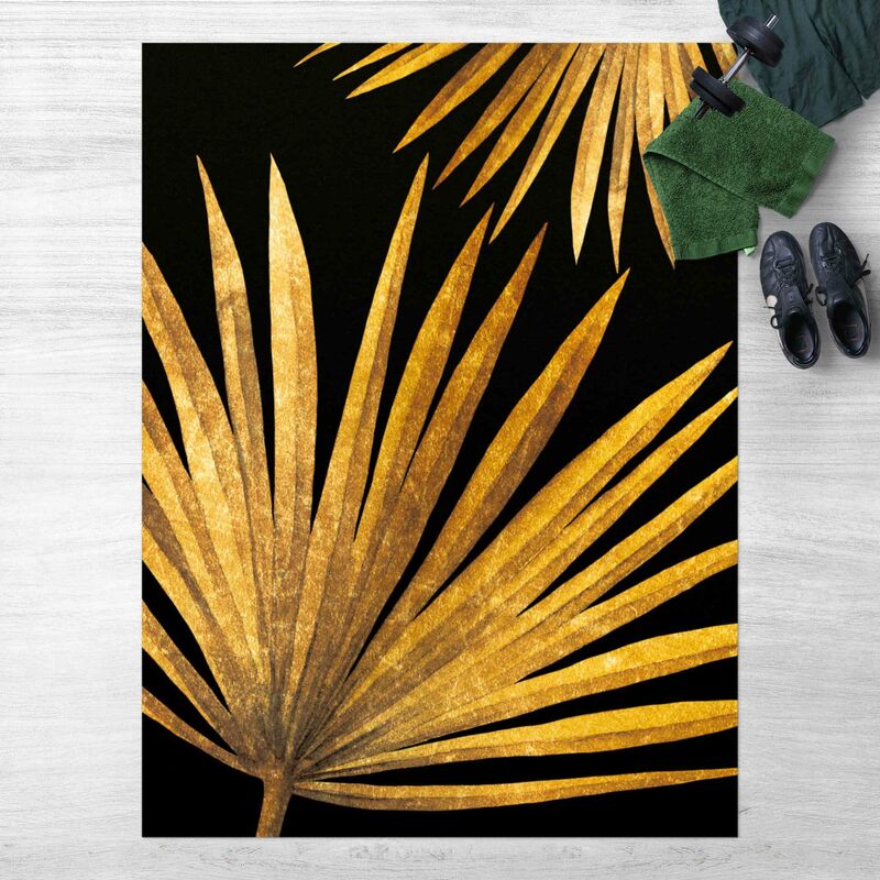 

Alfombras vinílicas - Gold - Palm Leaf On Black - Alto 4:3 Dimensión LxA: 180cm x 135cm