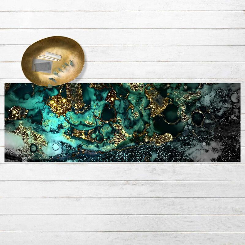 

Alfombras vinílicas - Golden Sea Islands Abstract - Panorama Formato apaisado Dimensión LxA: 90cm x 270cm