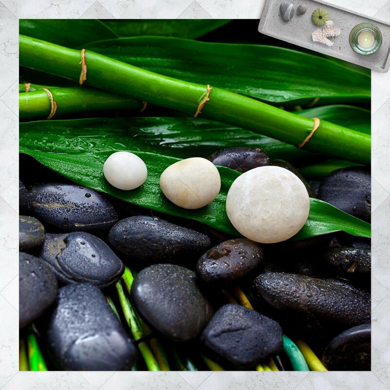

Bilderwelten - Alfombras vinílicas - Green Bamboo With Zen Stones - Cuadrado 1:1 Dimensión LxA: 100cm x 100cm