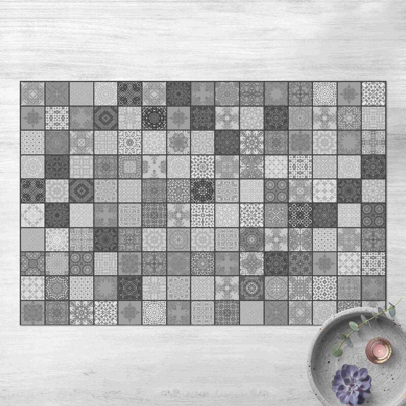 

Alfombras vinílicas - Grey Mediterranian Tiles With Dark Joints - Apaisado 2:3 Dimensión LxA: 80cm x 120cm