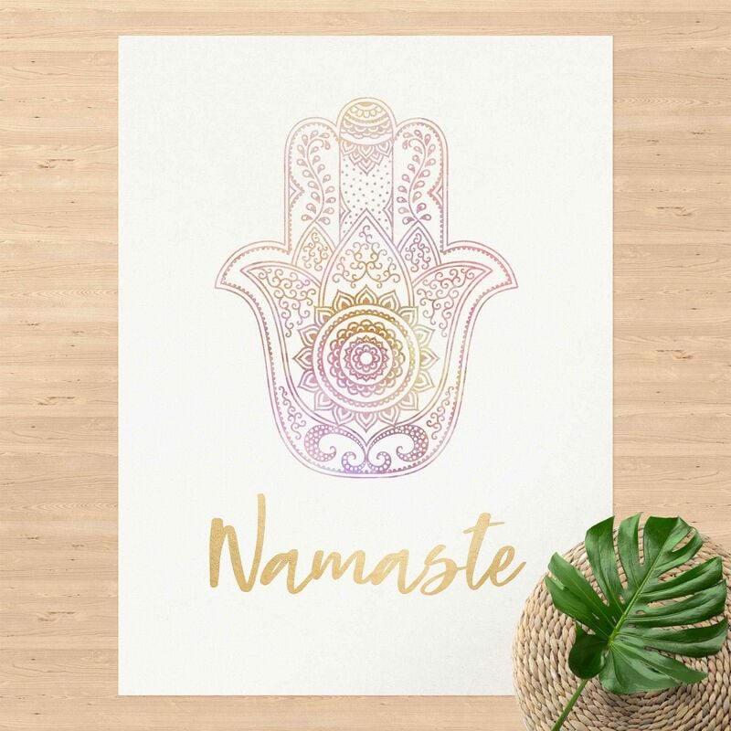 

Alfombras vinílicas - Hamsa Hand Illustration Namaste Gold Light Pink - Alto 4:3 Dimensión LxA: 100cm x 75cm