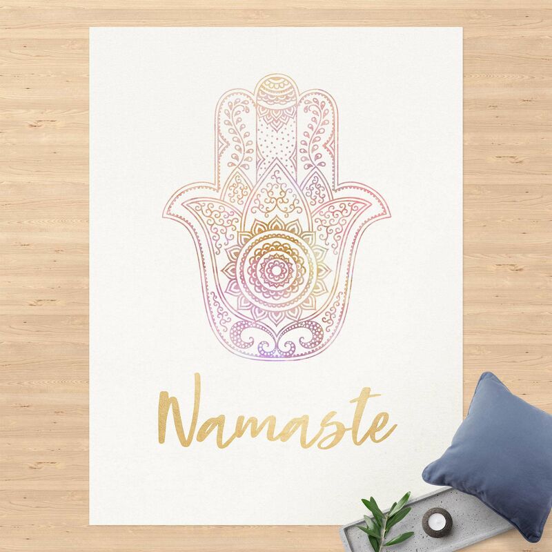 

Alfombras vinílicas - Hamsa Hand Illustration Namaste Gold Light Pink - Alto 4:3 Dimensión LxA: 80cm x 60cm