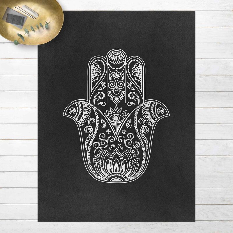 

Alfombras vinílicas - Hamsa Hand Illustration White Black - Alto 4:3 Dimensión LxA: 100cm x 75cm