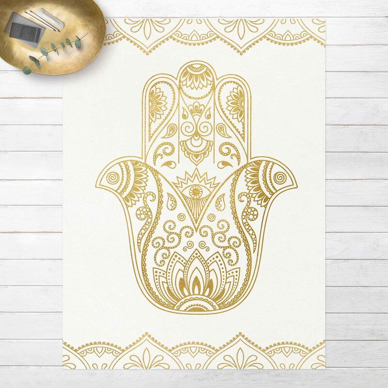 

Alfombras vinílicas - Hamsa Hand Illustration White Gold - Alto 4:3 Dimensión LxA: 100cm x 75cm