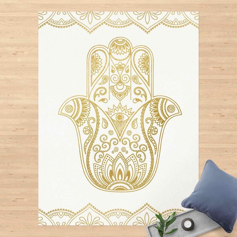 

Alfombras vinílicas - Hamsa Hand Illustration White Gold - Alto 4:3 Dimensión LxA: 100cm x 75cm