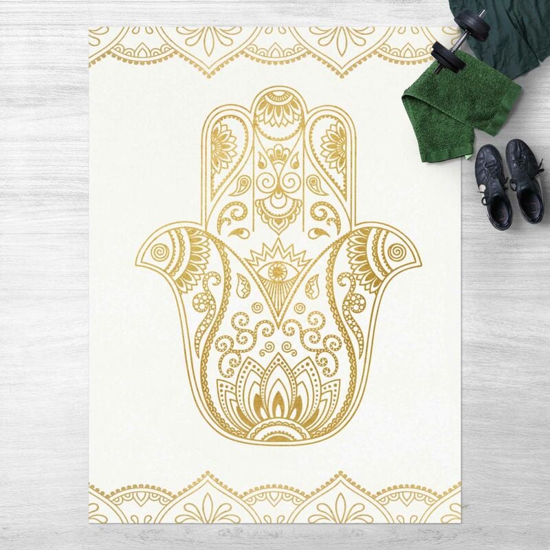 

Alfombras vinílicas - Hamsa Hand Lotus OM Illustration Set Gold - Alto 4:3 Dimensión LxA: 140cm x 105cm