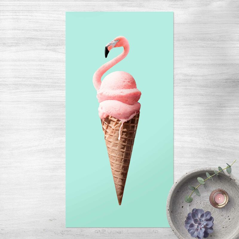 

Bilderwelten - Alfombras vinílicas - Ice Cream Cone With Flamingo - Alto 2:1 Dimensión LxA: 220cm x 110cm