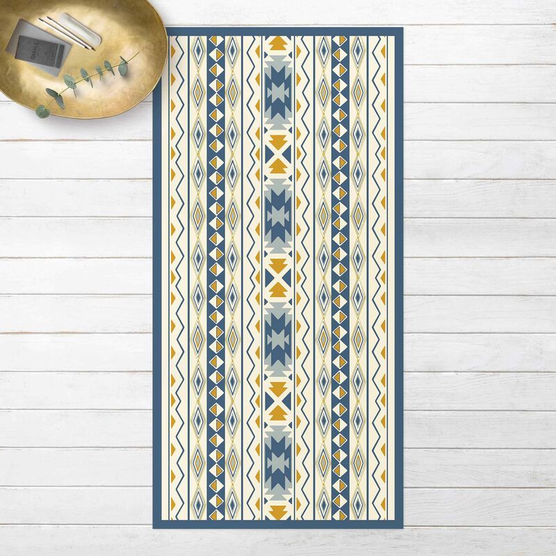 

Alfombras vinílicas - Ikat Pastel Pattern With Frame - Alto 2:1 Dimensión LxA: 160cm x 80cm