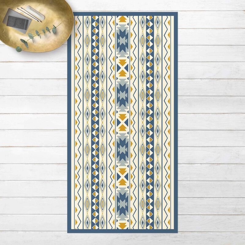 

Alfombras vinílicas - Ikat Pastel Pattern With Frame - Alto 2:1 Dimensión LxA: 180cm x 90cm