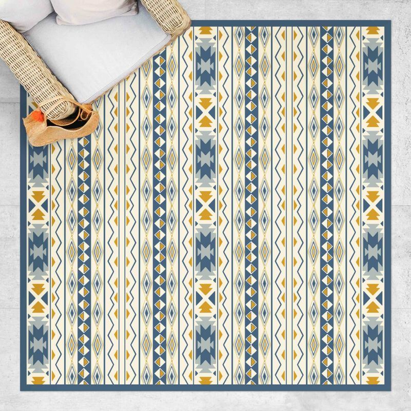 

Alfombras vinílicas - Ikat Pastel Pattern With Frame - Cuadrado 1:1 Dimensión LxA: 60cm x 60cm