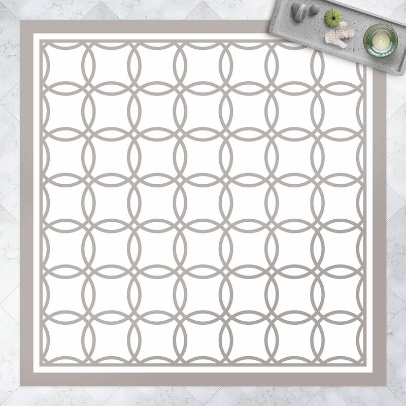 

Alfombras vinílicas - Intertwined Rings With Border - Cuadrado 1:1 Dimensión LxA: 80cm x 80cm