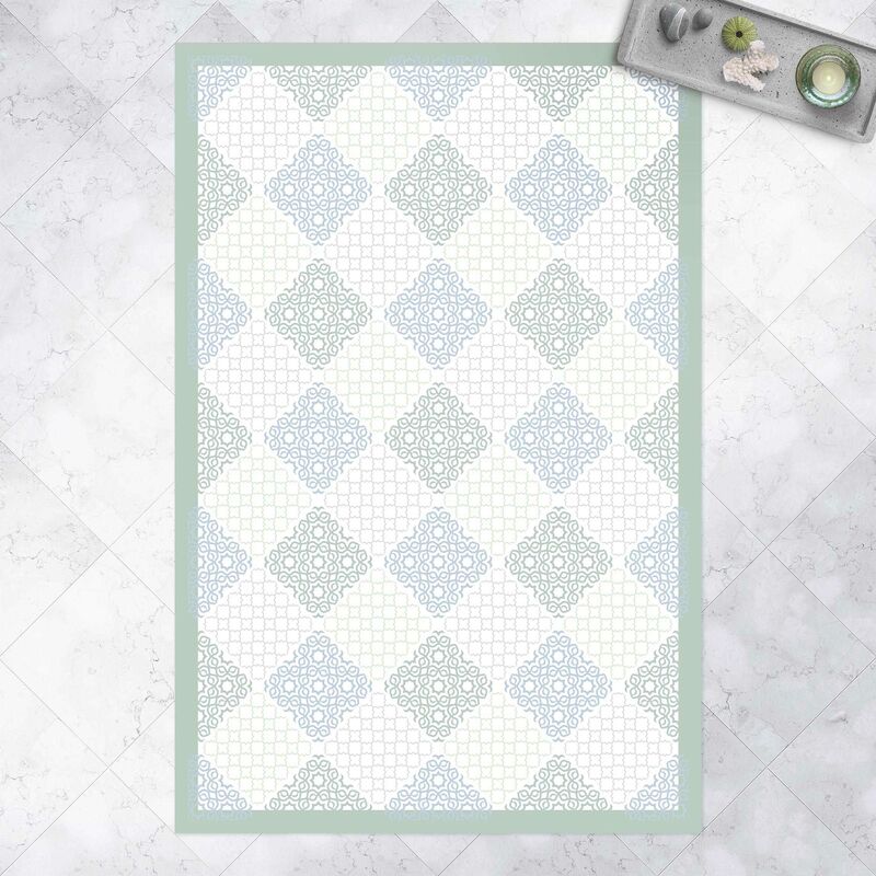 

Alfombras vinílicas - Islamic Tile Pattern Sea Breeze With Frame - Alto 3:2 Dimensión LxA: 180cm x 120cm