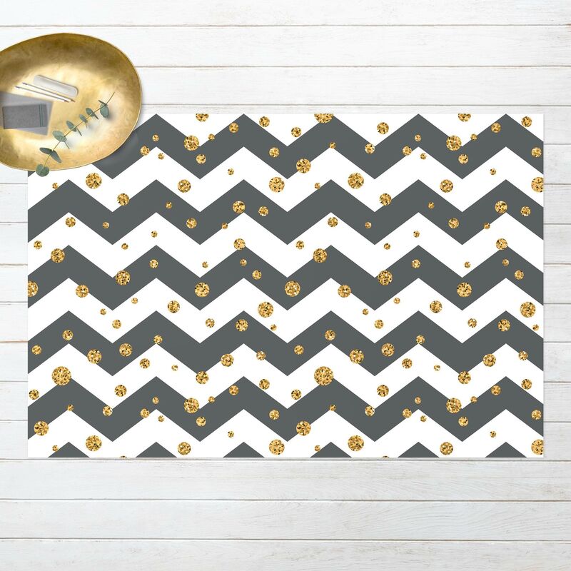 

Alfombras vinílicas - Jagged Stripes With Golden Dots - Apaisado 2:3 Dimensión LxA: 100cm x 150cm