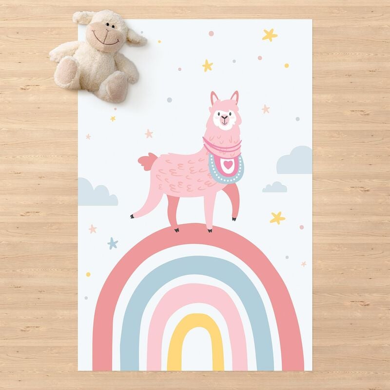 

Alfombras vinílicas - Lama On Rainbow With Stars And Dots - Alto 3:2 Dimensión LxA: 60cm x 40cm