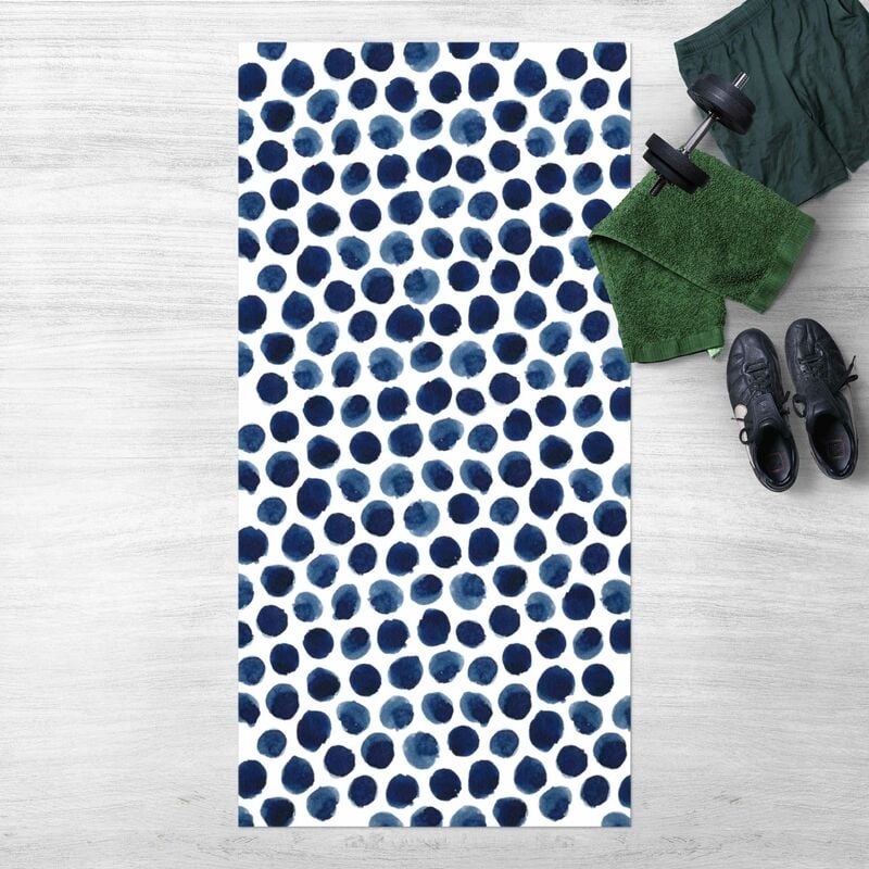 

Bilderwelten - Alfombras vinílicas - Large Watercolour Polkadots In Indigo - Alto 2:1 Dimensión LxA: 200cm x 100cm