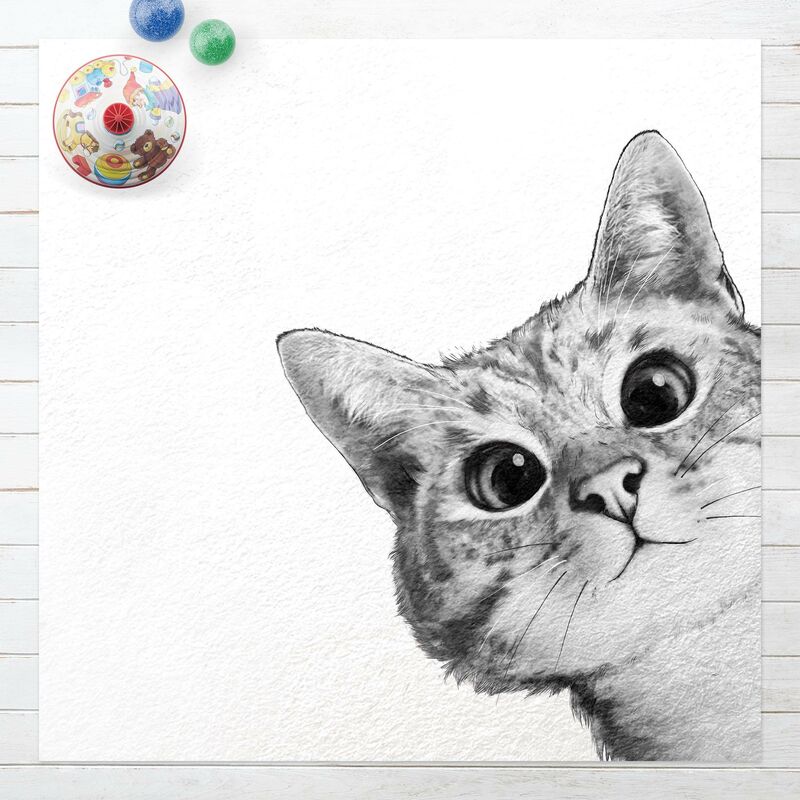 

Alfombras vinílicas - Laura Graves - Illustration Cat Drawing Black And White - Cuadrado 1:1 Dimensión LxA: 40cm x 40cm