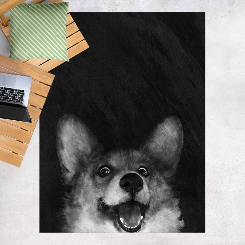 

Alfombras vinílicas - Laura Graves - Illustration Dog Corgi Paintig Black And White - Alto 4:3 Dimensión LxA: 80cm x 60cm