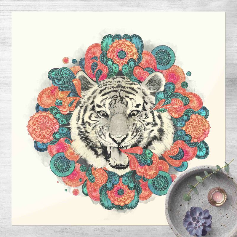 

Bilderwelten - Alfombras vinílicas - Laura Graves - Illustration Tiger Drawing Mandala Paisley - Cuadrado 1:1 Dimensión LxA: 140cm x 140cm