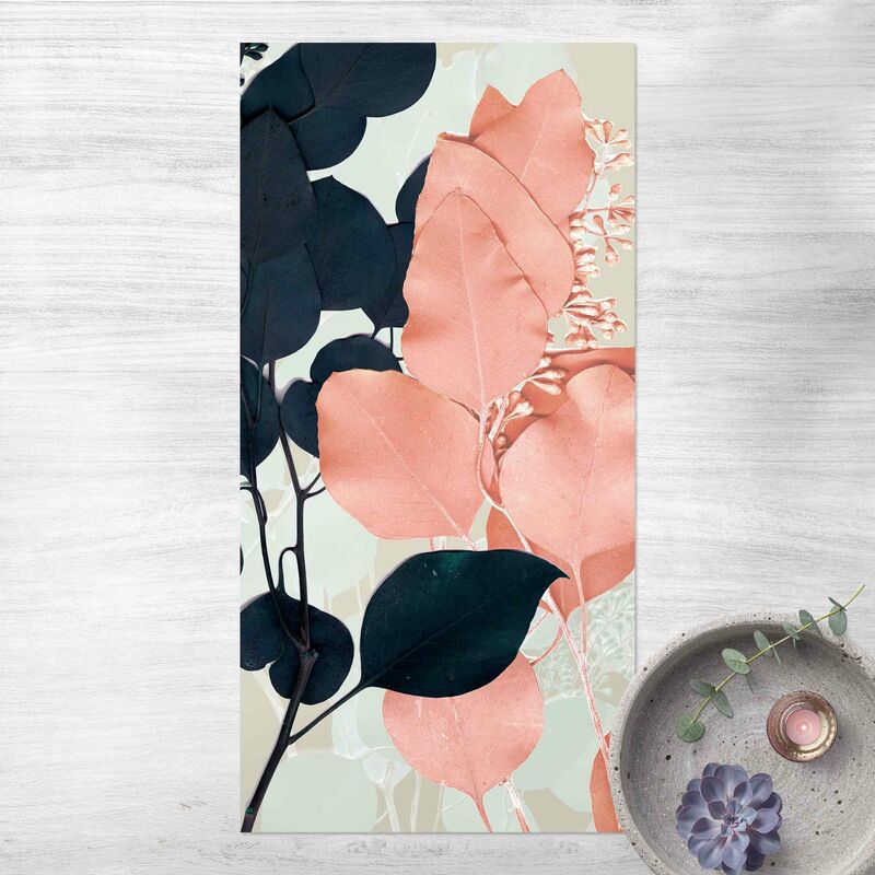 

Alfombras vinílicas - Leaves Indigo & Rouge I - Alto 2:1 Dimensión LxA: 100cm x 50cm