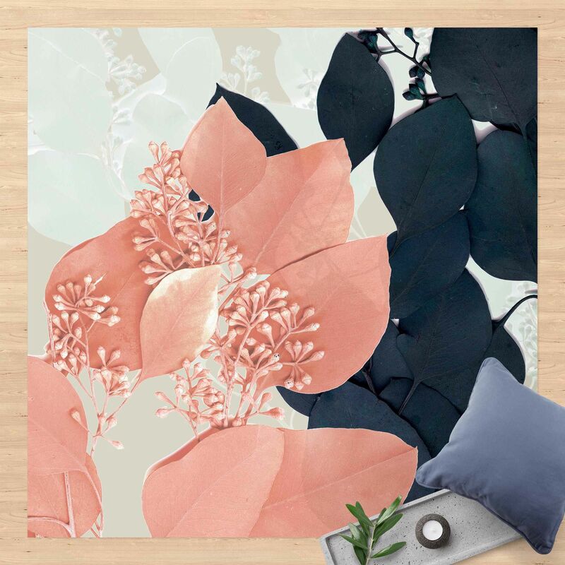 

Bilderwelten - Alfombras vinílicas - Leaves Indigo & Rouge III - Cuadrado 1:1 Dimensión LxA: 100cm x 100cm