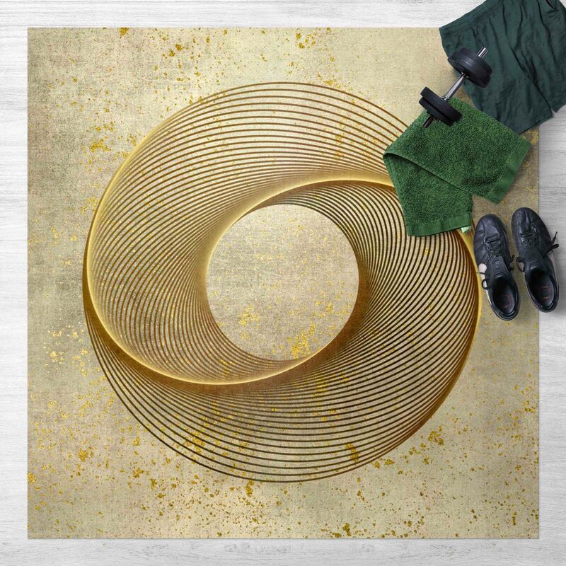 

Alfombras vinílicas - Line Art Circling Spirale Gold - Cuadrado 1:1 Dimensión LxA: 40cm x 40cm