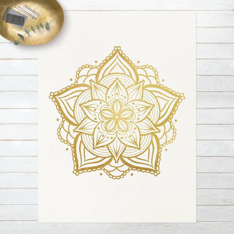 

Alfombras vinílicas - Mandala Flower Illustration White Gold - Alto 4:3 Dimensión LxA: 180cm x 135cm