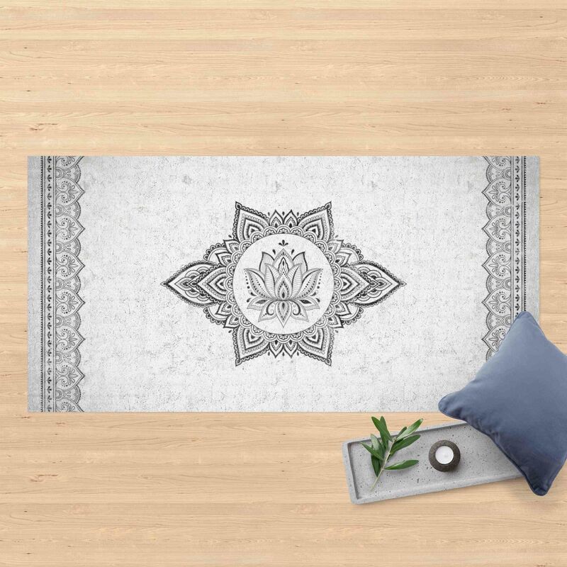 

Bilderwelten - Alfombras vinílicas - Mandala Lotus Concrete Look - Apaisado 1:2 Dimensión LxA: 130cm x 260cm