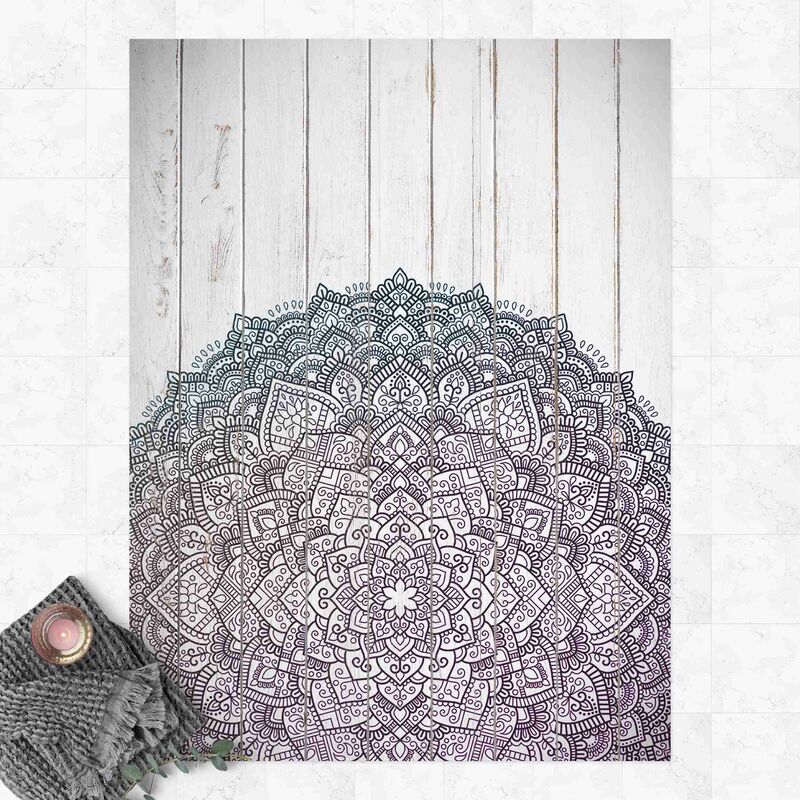 

Alfombras vinílicas - Mandala Lotus Flower Wood Look White - Alto 4:3 Dimensión LxA: 180cm x 135cm