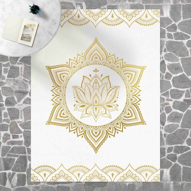 

Alfombras vinílicas - Mandala Lotus Illustration Ornament White Gold - Alto 4:3 Dimensión LxA: 120cm x 90cm